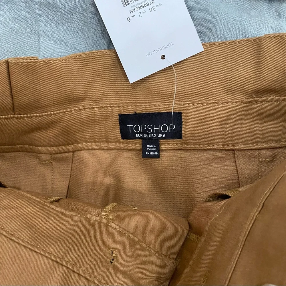NWT Topshop Tan Ruffle Button Mini Skirt add 2 XS